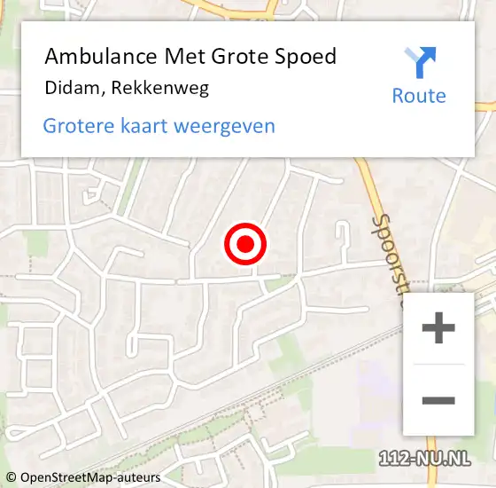 Locatie op kaart van de 112 melding: Ambulance Met Grote Spoed Naar Didam, Rekkenweg op 17 december 2015 21:23