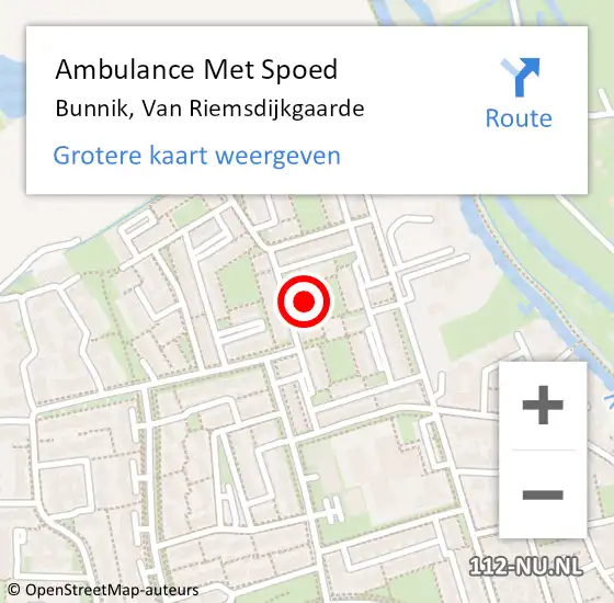 Locatie op kaart van de 112 melding: Ambulance Met Spoed Naar Bunnik, Van Riemsdijkgaarde op 17 december 2015 21:27