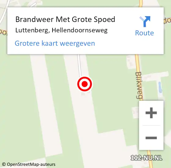 Locatie op kaart van de 112 melding: Brandweer Met Grote Spoed Naar Luttenberg, Hellendoornseweg op 17 december 2015 21:39