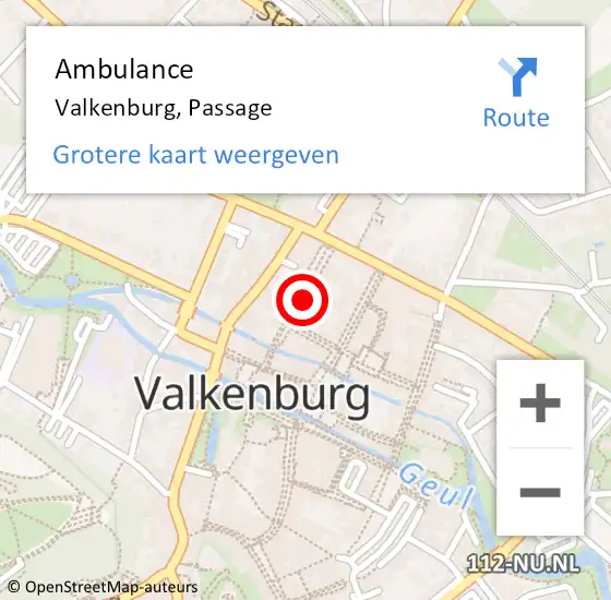 Locatie op kaart van de 112 melding: Ambulance Valkenburg, Passage op 30 november 2013 13:29