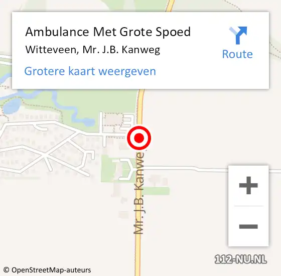 Locatie op kaart van de 112 melding: Ambulance Met Grote Spoed Naar Witteveen, Mr. J.B. Kanweg op 17 december 2015 23:22