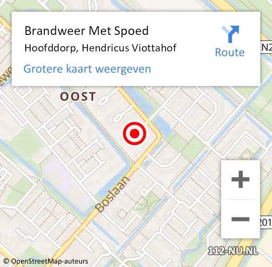 Locatie op kaart van de 112 melding: Brandweer Met Spoed Naar Hoofddorp, Hendricus Viottahof op 18 december 2015 00:21