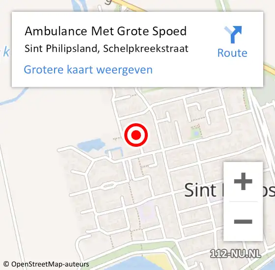 Locatie op kaart van de 112 melding: Ambulance Met Grote Spoed Naar Sint Philipsland, Schelpkreekstraat op 18 december 2015 05:04