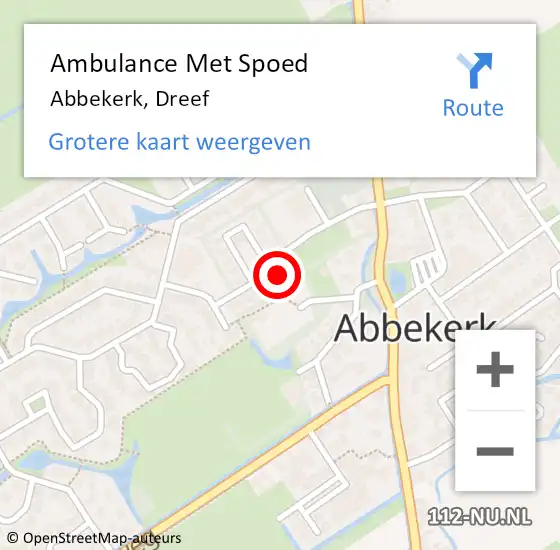 Locatie op kaart van de 112 melding: Ambulance Met Spoed Naar Abbekerk, Dreef op 18 december 2015 05:10