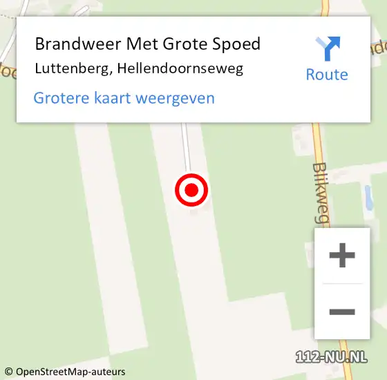 Locatie op kaart van de 112 melding: Brandweer Met Grote Spoed Naar Luttenberg, Hellendoornseweg op 18 december 2015 06:47