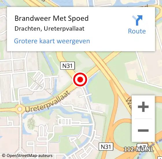 Locatie op kaart van de 112 melding: Brandweer Met Spoed Naar Drachten, Ureterpvallaat op 18 december 2015 07:31