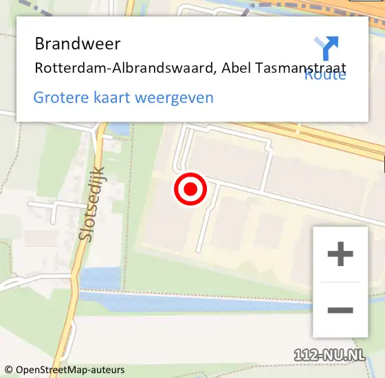 Locatie op kaart van de 112 melding: Brandweer Rotterdam-Albrandswaard, Abel Tasmanstraat op 18 december 2015 07:32