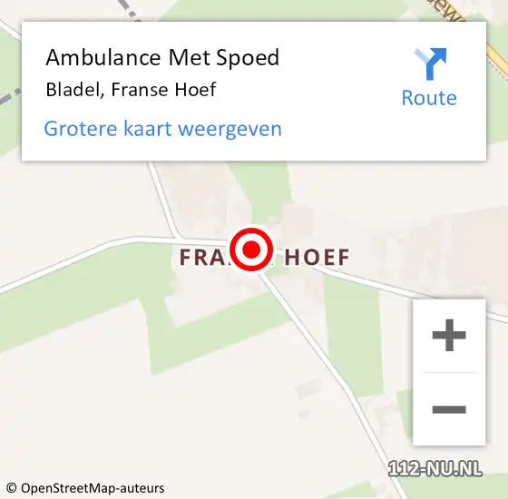 Locatie op kaart van de 112 melding: Ambulance Met Spoed Naar Bladel, Franse Hoef op 18 december 2015 08:22