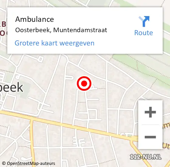 Locatie op kaart van de 112 melding: Ambulance Oosterbeek, Muntendamstraat op 18 december 2015 09:07