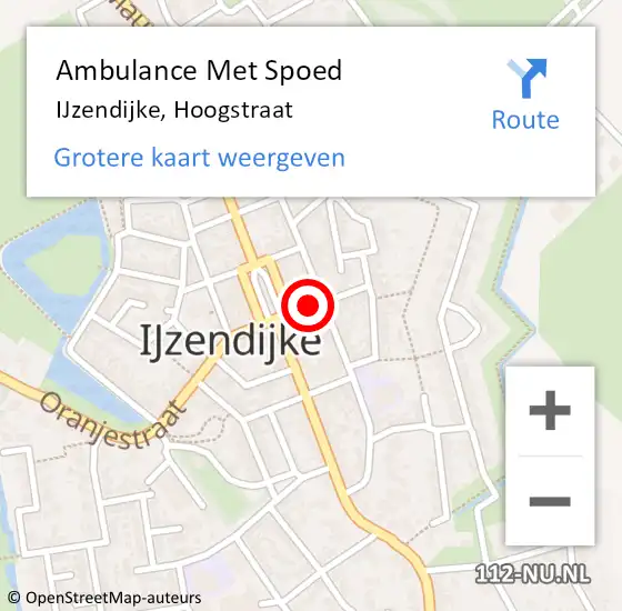 Locatie op kaart van de 112 melding: Ambulance Met Spoed Naar IJzendijke, Hoogstraat op 18 december 2015 09:57