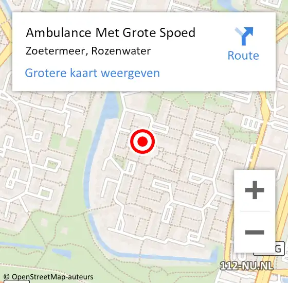 Locatie op kaart van de 112 melding: Ambulance Met Grote Spoed Naar Zoetermeer, Rozenwater op 18 december 2015 10:15