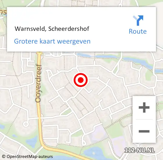 Locatie op kaart van de 112 melding:  Warnsveld, Scheerdershof op 18 december 2015 11:01