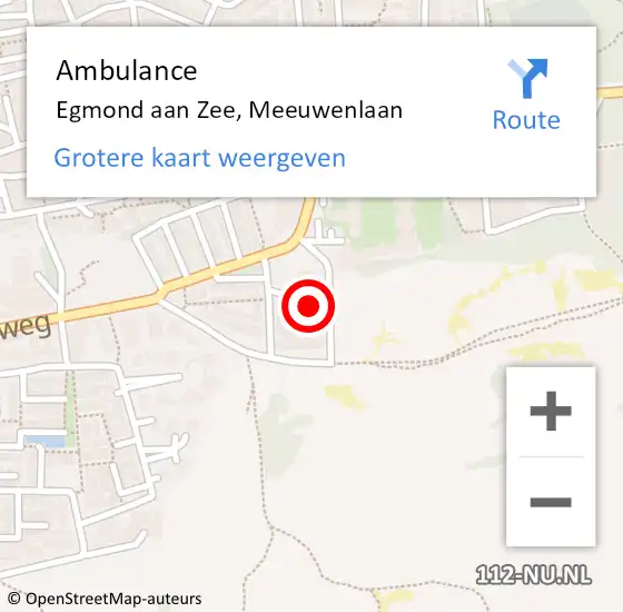 Locatie op kaart van de 112 melding: Ambulance Egmond aan Zee, Meeuwenlaan op 18 december 2015 13:12