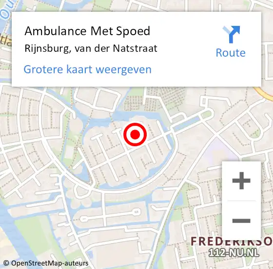 Locatie op kaart van de 112 melding: Ambulance Met Spoed Naar Rijnsburg, van der Natstraat op 18 december 2015 13:22