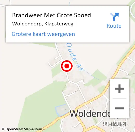 Locatie op kaart van de 112 melding: Brandweer Met Grote Spoed Naar Woldendorp, Klapsterweg op 18 december 2015 13:29