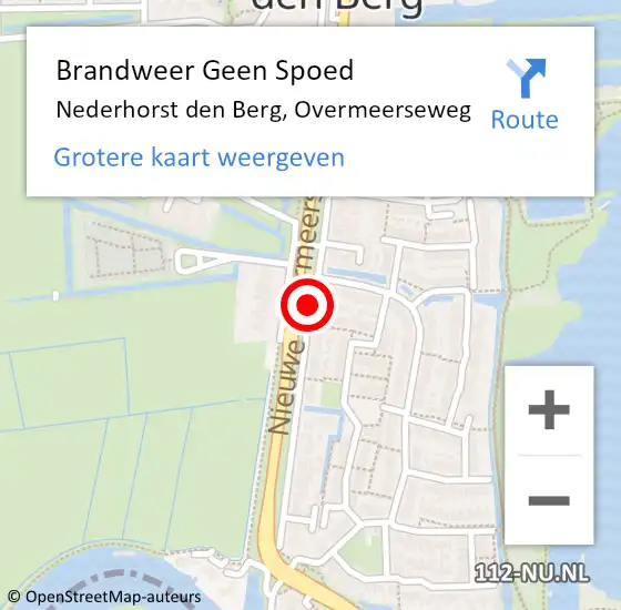 Locatie op kaart van de 112 melding: Brandweer Geen Spoed Naar Nederhorst den Berg, Overmeerseweg op 18 december 2015 14:04