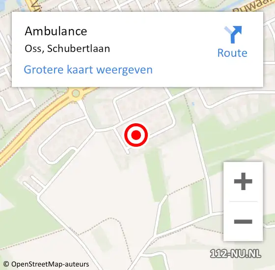 Locatie op kaart van de 112 melding: Ambulance Oss, Schubertlaan op 18 december 2015 14:21