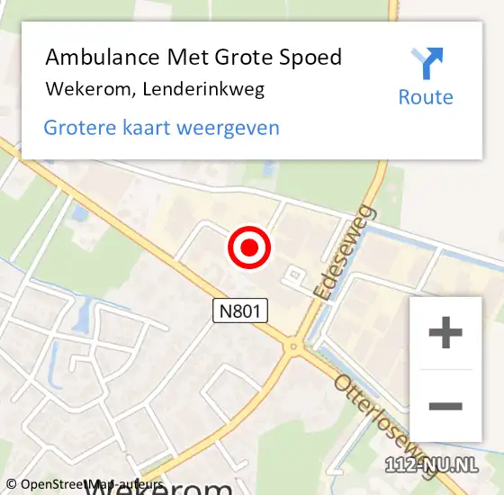 Locatie op kaart van de 112 melding: Ambulance Met Grote Spoed Naar Wekerom, Lenderinkweg op 18 december 2015 15:24