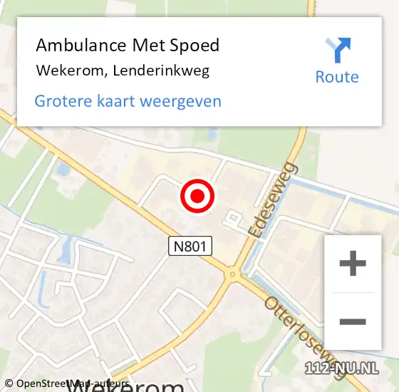 Locatie op kaart van de 112 melding: Ambulance Met Spoed Naar Wekerom, Lenderinkweg op 18 december 2015 16:13