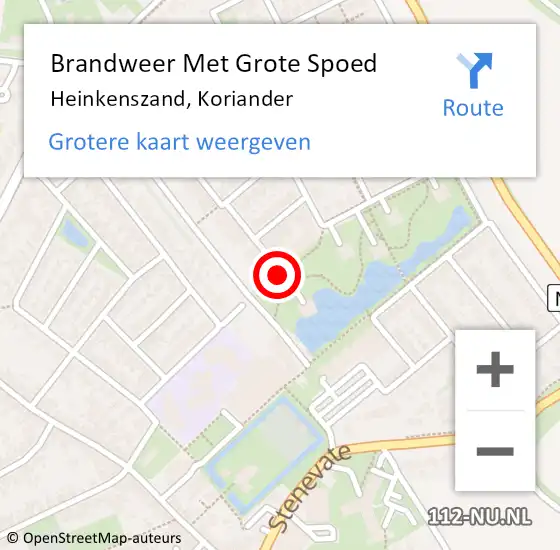 Locatie op kaart van de 112 melding: Brandweer Met Grote Spoed Naar Heinkenszand, Koriander op 18 december 2015 17:14