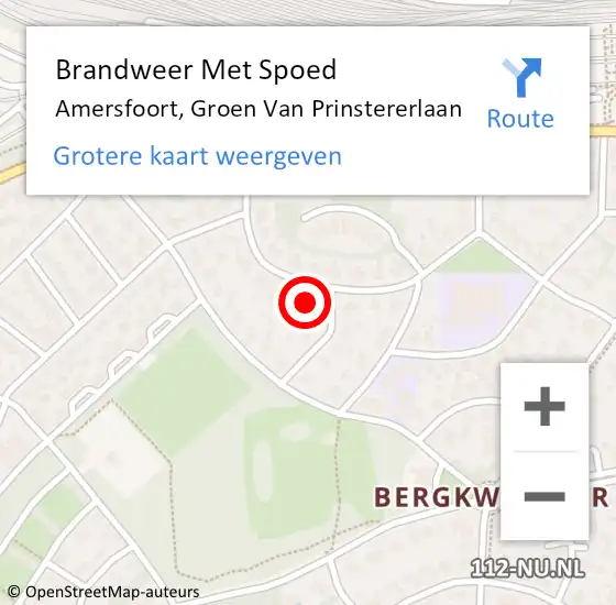 Locatie op kaart van de 112 melding: Brandweer Met Spoed Naar Amersfoort, Groen Van Prinstererlaan op 18 december 2015 17:58