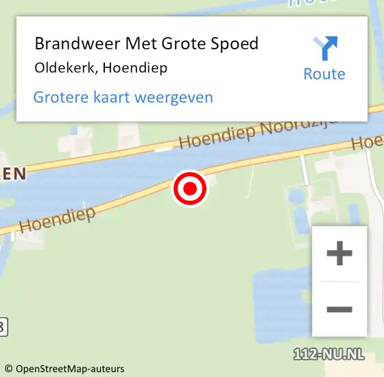 Locatie op kaart van de 112 melding: Brandweer Met Grote Spoed Naar Oldekerk, Hoendiep op 30 november 2013 15:32