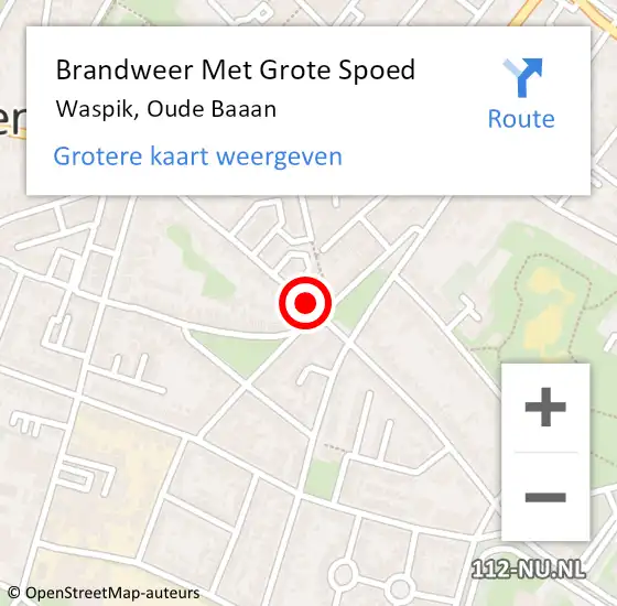 Locatie op kaart van de 112 melding: Brandweer Met Grote Spoed Naar Waspik, Oude Baaan op 30 november 2013 15:37