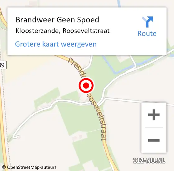 Locatie op kaart van de 112 melding: Brandweer Geen Spoed Naar Kloosterzande, Rooseveltstraat op 18 december 2015 19:20