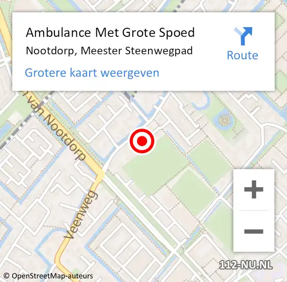 Locatie op kaart van de 112 melding: Ambulance Met Grote Spoed Naar Nootdorp, Meester Steenwegpad op 18 december 2015 20:03