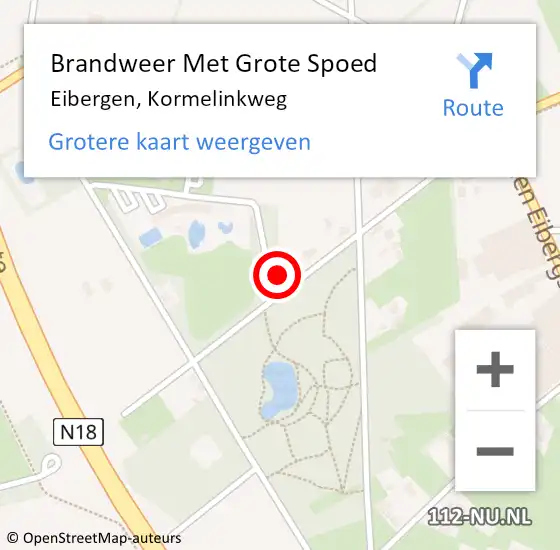 Locatie op kaart van de 112 melding: Brandweer Met Grote Spoed Naar Eibergen, Kormelinkweg op 18 december 2015 21:39