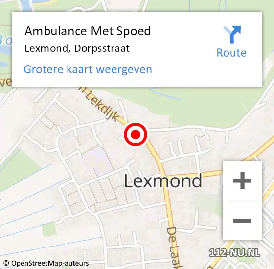 Locatie op kaart van de 112 melding: Ambulance Met Spoed Naar Lexmond, Dorpsstraat op 18 december 2015 21:40