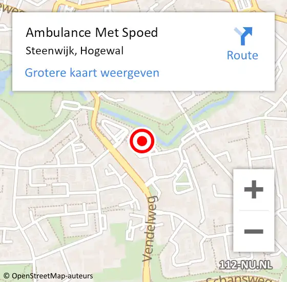 Locatie op kaart van de 112 melding: Ambulance Met Spoed Naar Steenwijk, Hogewal op 18 december 2015 21:44