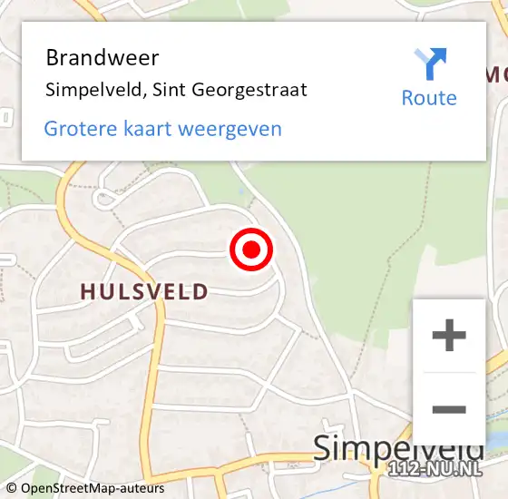 Locatie op kaart van de 112 melding: Brandweer Simpelveld, Sint Georgestraat op 6 september 2013 12:36