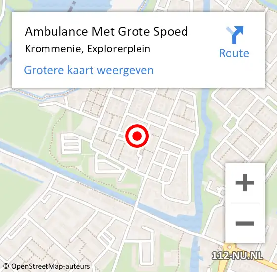 Locatie op kaart van de 112 melding: Ambulance Met Grote Spoed Naar Krommenie, Explorerplein op 19 december 2015 00:25