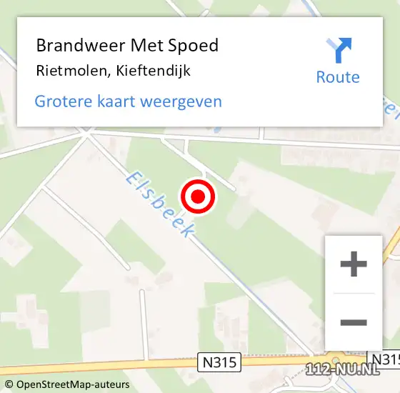 Locatie op kaart van de 112 melding: Brandweer Met Spoed Naar Rietmolen, Kieftendijk op 19 december 2015 01:30