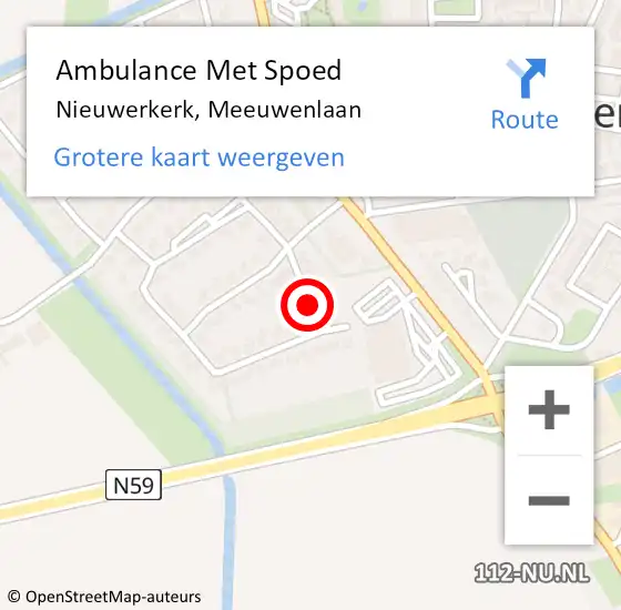 Locatie op kaart van de 112 melding: Ambulance Met Spoed Naar Nieuwerkerk, Meeuwenlaan op 19 december 2015 06:02