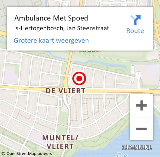 Locatie op kaart van de 112 melding: Ambulance Met Spoed Naar 's-Hertogenbosch, Jan Steenstraat op 19 december 2015 06:04