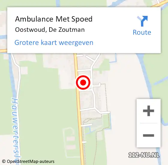 Locatie op kaart van de 112 melding: Ambulance Met Spoed Naar Oostwoud, De Zoutman op 19 december 2015 10:42