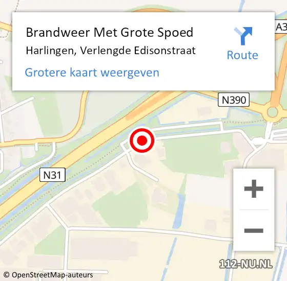 Locatie op kaart van de 112 melding: Brandweer Met Grote Spoed Naar Harlingen, Verlengde Edisonstraat op 19 december 2015 10:43