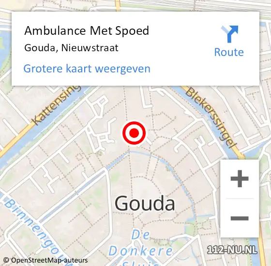 Locatie op kaart van de 112 melding: Ambulance Met Spoed Naar Gouda, Nieuwstraat op 19 december 2015 12:41