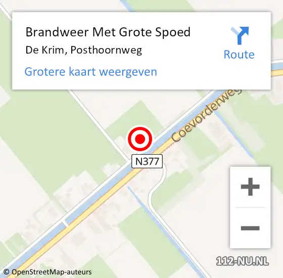 Locatie op kaart van de 112 melding: Brandweer Met Grote Spoed Naar De Krim, Posthoornweg op 14 september 2013 13:07