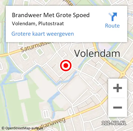 Locatie op kaart van de 112 melding: Brandweer Met Grote Spoed Naar Volendam, Plutostraat op 19 december 2015 13:03