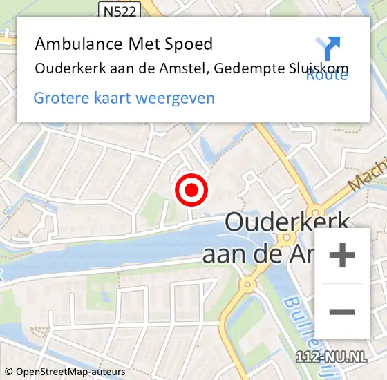 Locatie op kaart van de 112 melding: Ambulance Met Spoed Naar Ouderkerk aan de Amstel, Gedempte Sluiskom op 19 december 2015 14:05