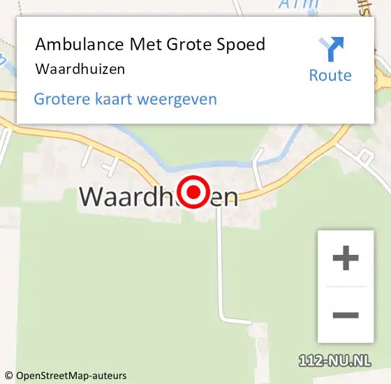 Locatie op kaart van de 112 melding: Ambulance Met Grote Spoed Naar Waardhuizen op 19 december 2015 14:10