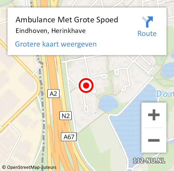 Locatie op kaart van de 112 melding: Ambulance Met Grote Spoed Naar Eindhoven, Herinkhave op 19 december 2015 14:12