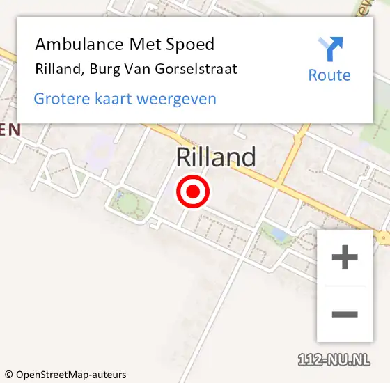 Locatie op kaart van de 112 melding: Ambulance Met Spoed Naar Rilland, Burg Van Gorselstraat op 19 december 2015 14:42