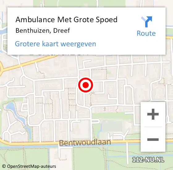 Locatie op kaart van de 112 melding: Ambulance Met Grote Spoed Naar Benthuizen, Dreef op 19 december 2015 15:05