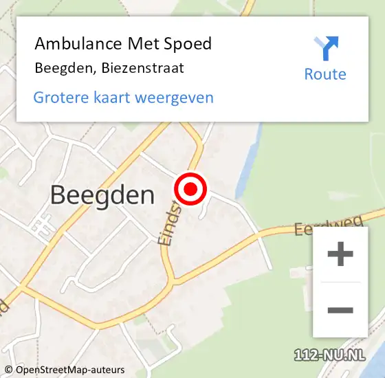 Locatie op kaart van de 112 melding: Ambulance Met Spoed Naar Beegden, Biezenstraat op 19 december 2015 15:18