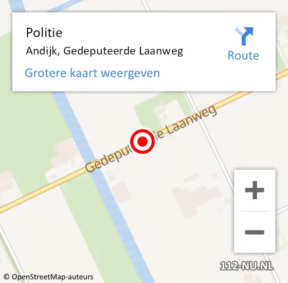 Locatie op kaart van de 112 melding: Politie Andijk, Gedeputeerde Laanweg op 19 december 2015 15:23