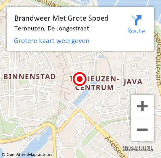 Locatie op kaart van de 112 melding: Brandweer Met Grote Spoed Naar Terneuzen, De Jongestraat op 19 december 2015 15:35